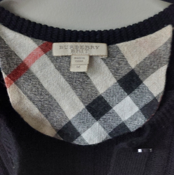 Burberry black ribbed merino wool knit belted cardigan sweater. Medium M - Picture 7 of 7